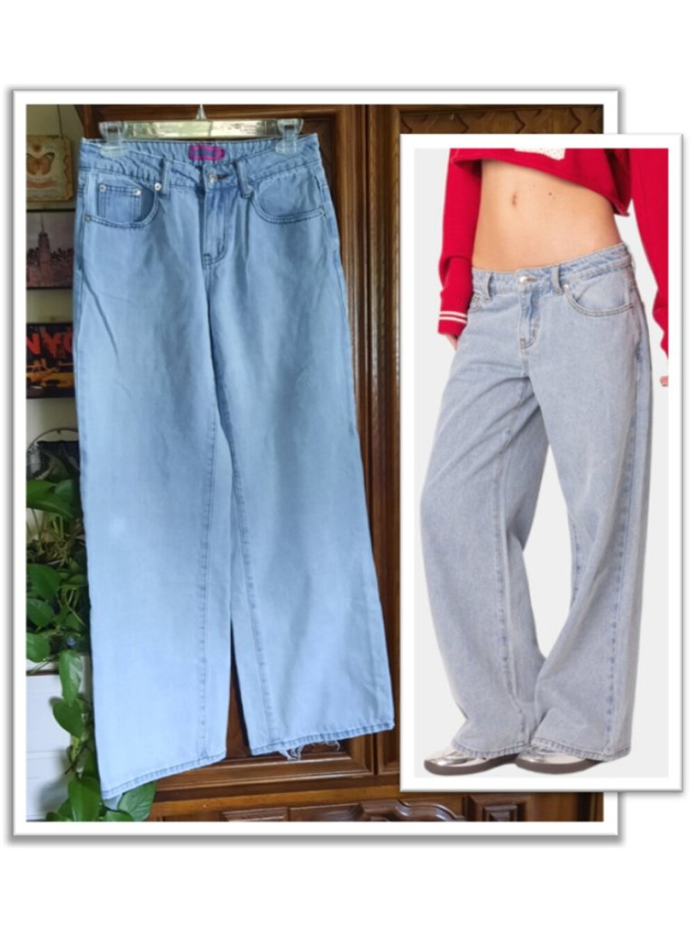EDIKTED Low Rise Baggy Jeans - Size XS (0-2)